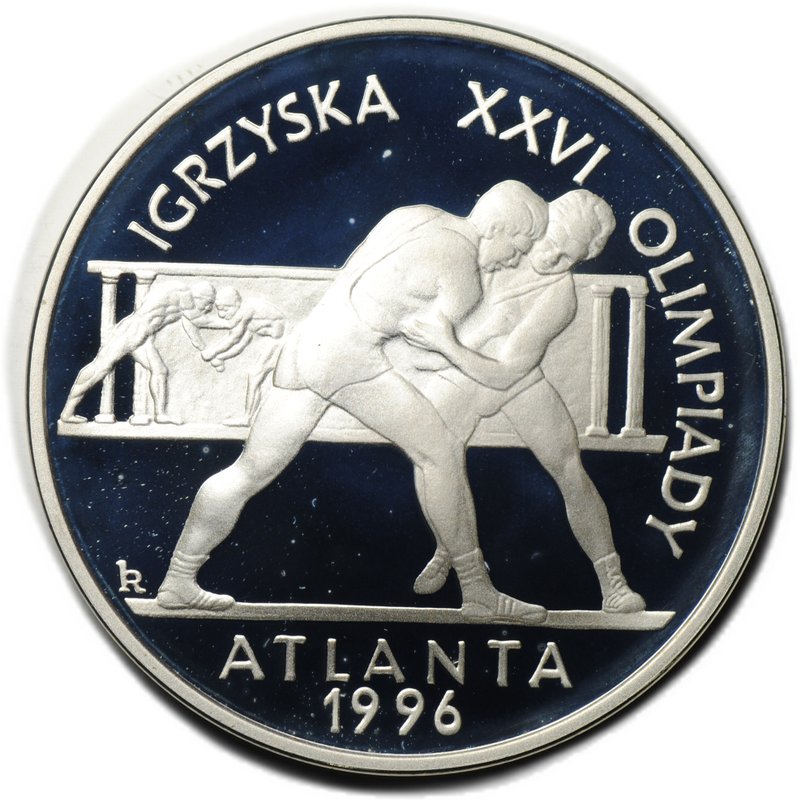 Монета 20 злотых 1995 Олимпиада Атланта 1996 - Борцы Польша
