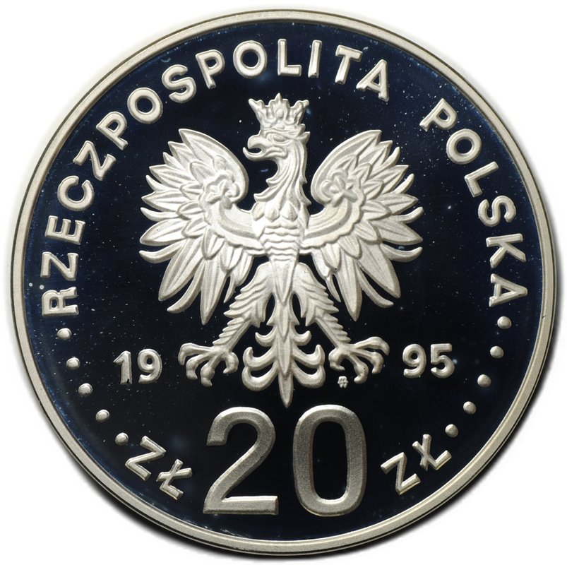 Монета 20 злотых 1995 Олимпиада Атланта 1996 - Борцы Польша