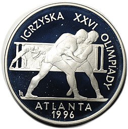 фото для Монета 20 злотых 1995 Олимпиада Атланта 1996 - Борцы Польша Аверс