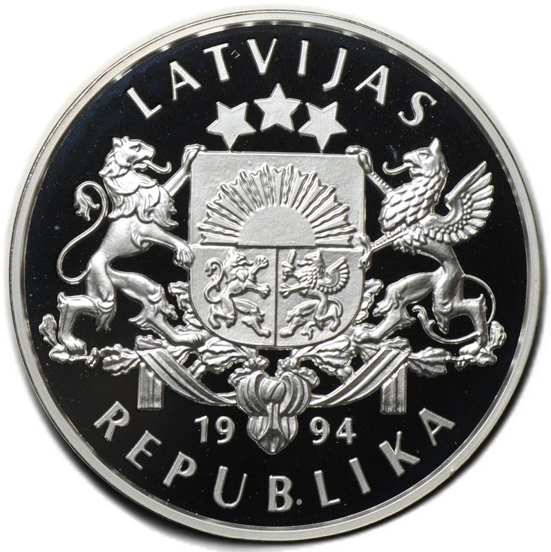 Монета 10 лат 1994 Олимпиада Атланта 1996 Латвия
