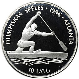 фото для Монета 10 лат 1994 Олимпиада Атланта 1996 Латвия Аверс
