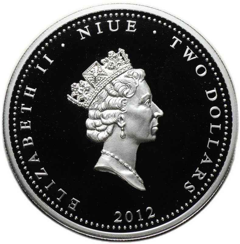 Монета 2 доллара 2012 Курильский Бобтейл Кошки Наши друзья Ниуэ