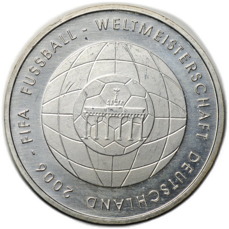 Монета 10 евро 2006 Чемпионат мира по футболу Германия