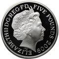 Монета 5 фунтов 2009 Олимпиада Лондон 2012 Празднование в Британии - Мировой театр Великобритания