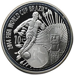 фото для Монета 10 долларов 2012 Чемпионат мира по футболу Бразилия 2014 Острова Кука Аверс