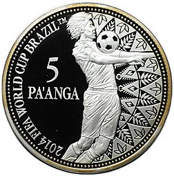 фото для Монета 5 паанга 2013 Чемпионат мира по футболу Бразилия 2014 Тонга Аверс