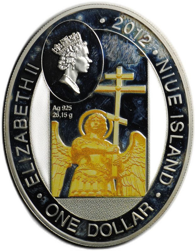 Монета 1 доллар 2012 Иверская часовня Москва Ниуэ