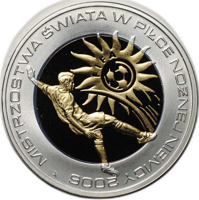 Монета 10 злотых 2006 Чемпионат мира по футболу в Германии Польша