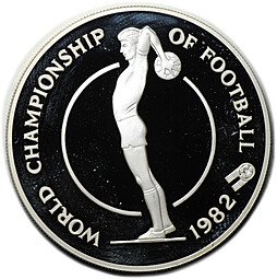 фото для Монета 10 долларов 1982 Чемпионат мира по футболу Ямайка Аверс