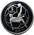 Монета 5 реалов 2014 Чемпионат мира по футболу - Удар через себя Бразилия