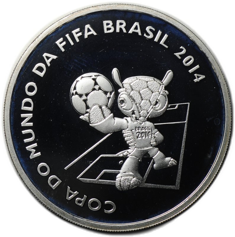 Монета 5 реалов 2014 Чемпионат мира по футболу - Удар через себя Бразилия