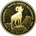Монета 100 долларов 1985 100 лет Национальным паркам Канада