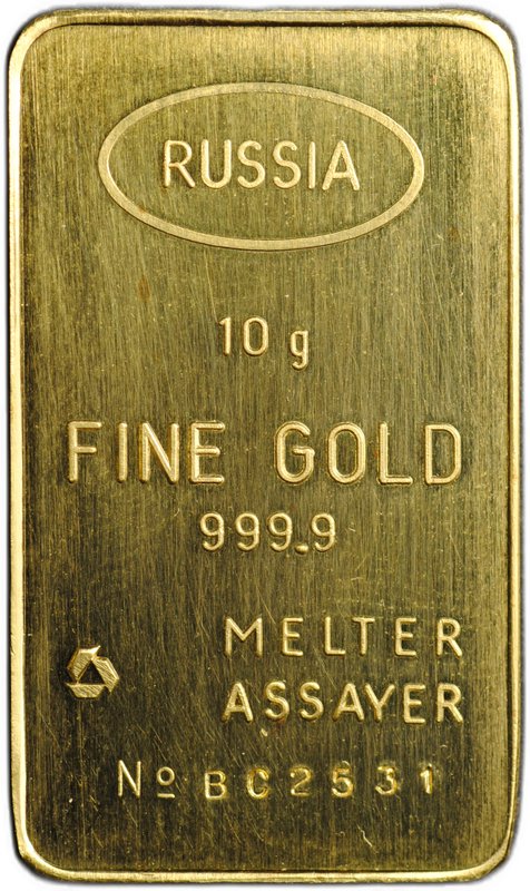 Слиток 10 грамм золота 999 пробы Россия