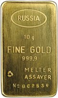 Слиток 10 грамм золота 999 пробы Россия