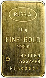 фото для Слиток 10 грамм золота 999 пробы Россия Аверс