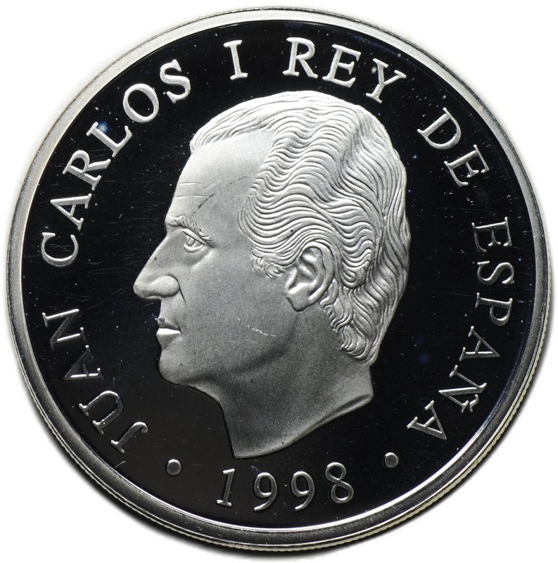 Монета 1000 песет 1998 Чемпионат мира по футболу Испания