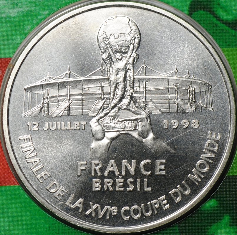 Монета 5 франков 1998 Чемпионат мира по футболу Франция