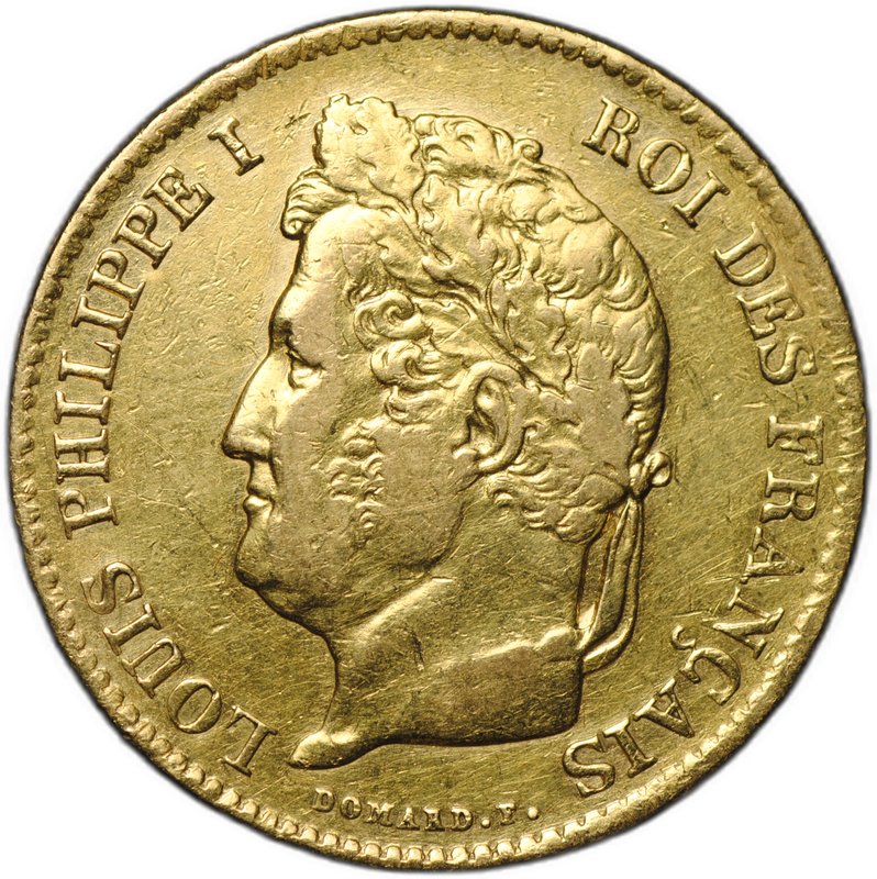 Монета 40 франков 1834 А Франция