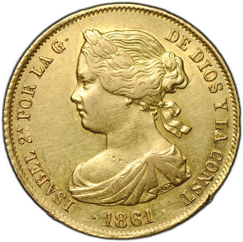 Монета 100 реалов 1861 Мадрид Испания