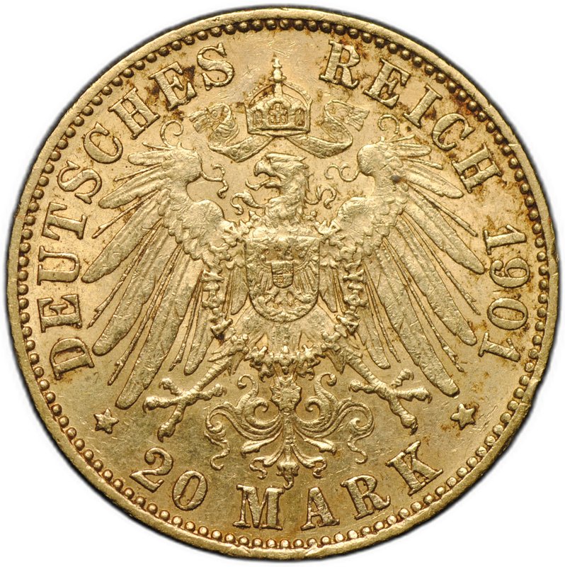 Монета 20 марок 1901 А Пруссия Германия