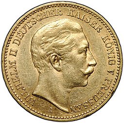 фото для Монета 20 марок 1901 А Пруссия Германия Аверс
