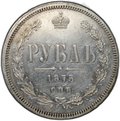 Монета 1 рубль 1875 СПБ НI