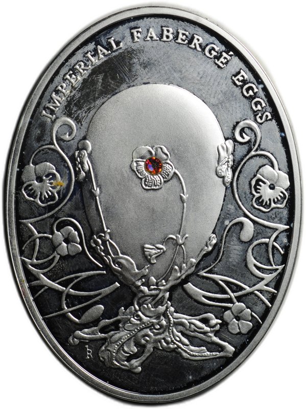 Монета 2 доллара 2011 Яйца Фаберже - Анютины глазки Ниуэ