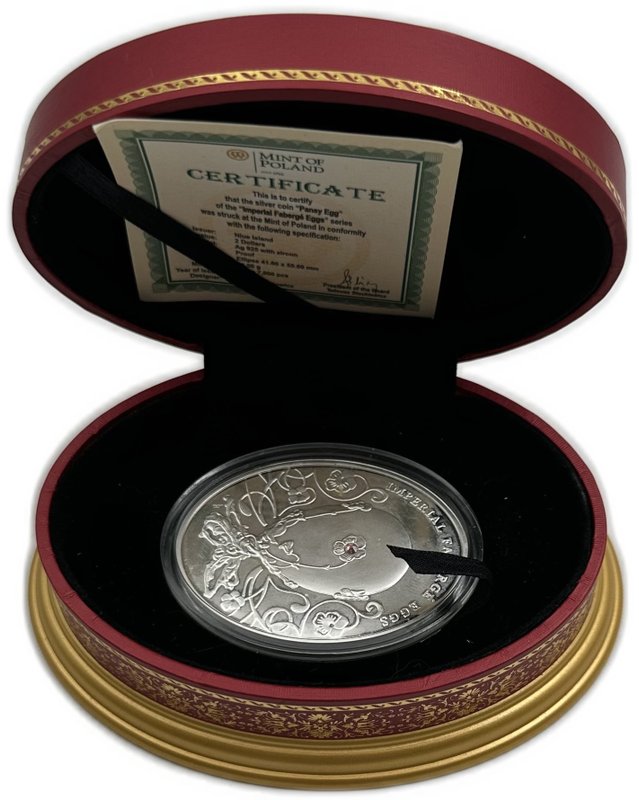 Монета 2 доллара 2011 Яйца Фаберже - Анютины глазки Ниуэ