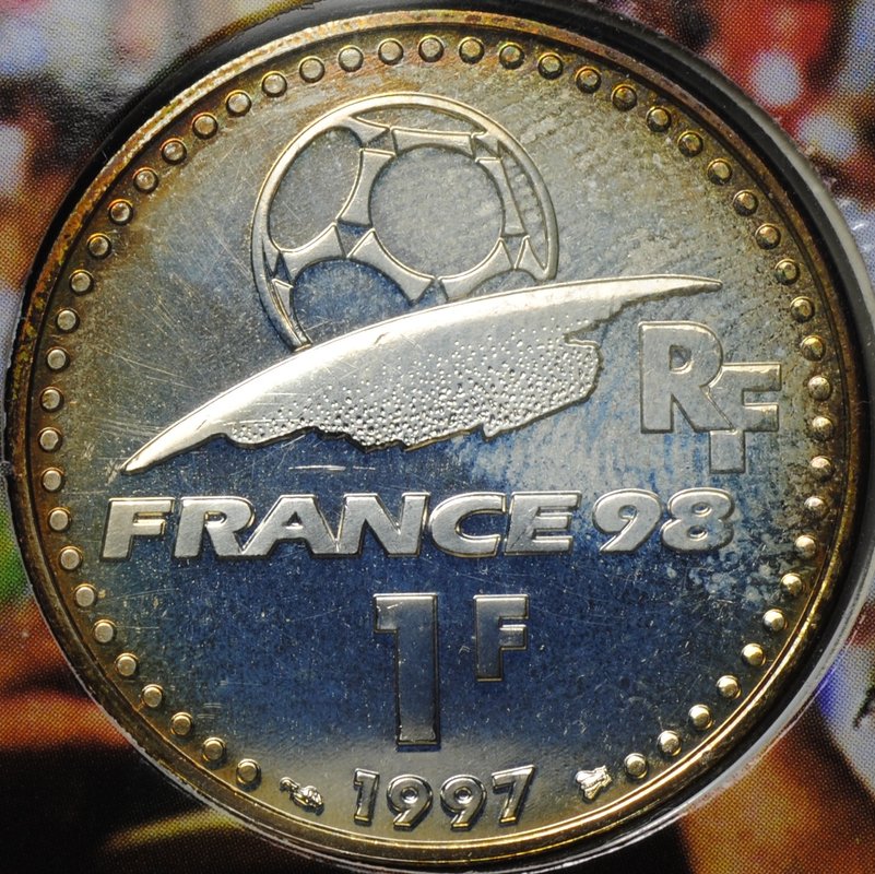 Монета 1 франк 1997 Чемпионат мира по футболу 1998 Франция