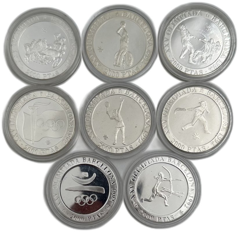 Подборка 2000 песет 1990, 1991, 1992 Олимпиада Барселона Испания 8 монет