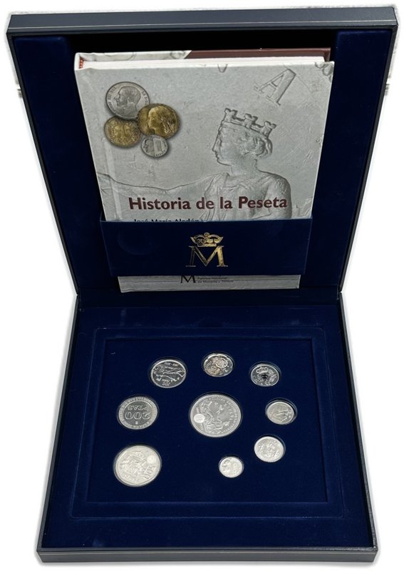 Набор 1, 5, 10, 25, 50, 100, 200, 500, 2000 песет 2000-2001 Последние песеты Испания