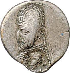 фото для Монета Драхма 80-40 до н.э. Танлисмаидат надчекан на драхме Митридата III Индо-Парфия Аверс