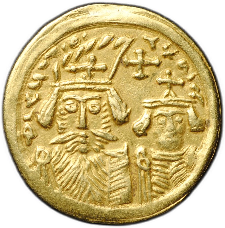 Монета Псевдо-имперский Солид середина-конец VII века подражание выпуску Константа II Византии Арабы (?)