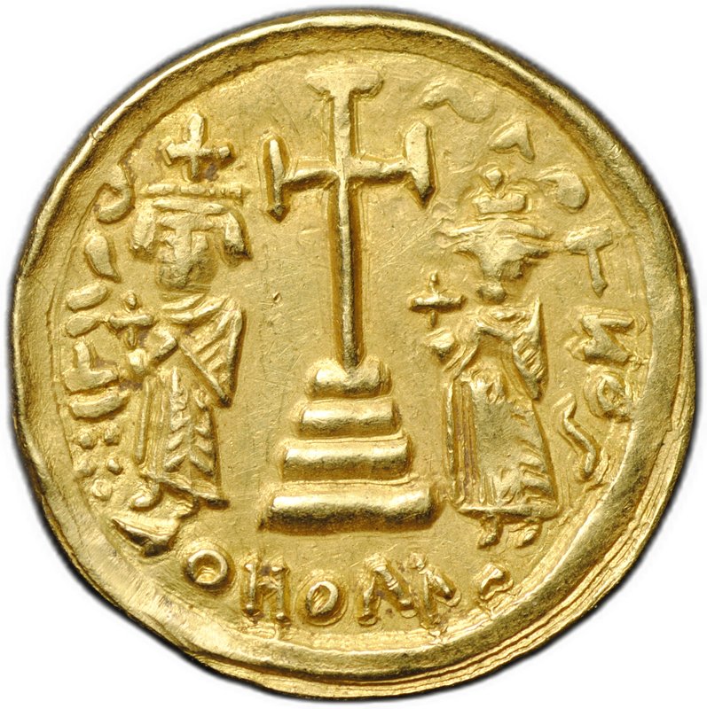 Монета Псевдо-имперский Солид середина-конец VII века подражание выпуску Константа II Византии Арабы (?)