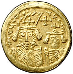 фото для Монета Псевдо-имперский Солид середина-конец VII века подражание выпуску Константа II Византии Арабы (?) Аверс