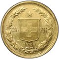 Монета 20 франков 1886 Швейцария