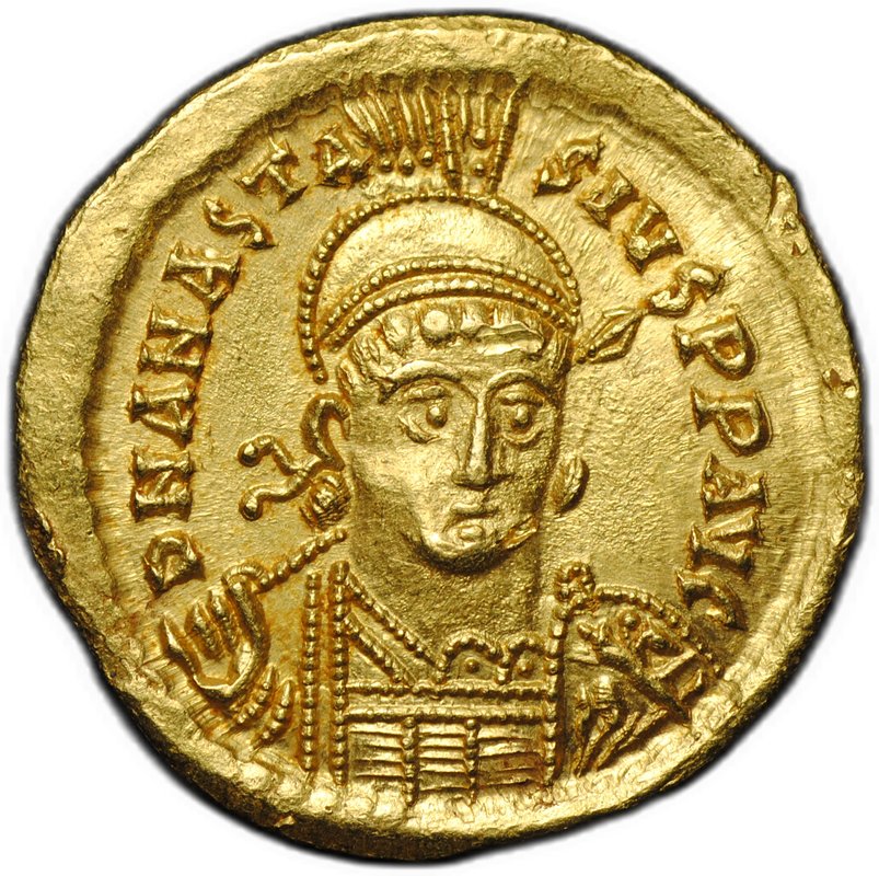Монета Солид 492-507 Анастасий I Виктория Византия