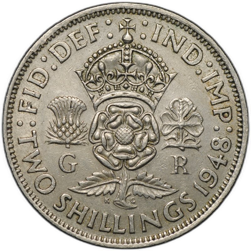 Монета 2 шиллинга (флорин) 1948 Великобритания