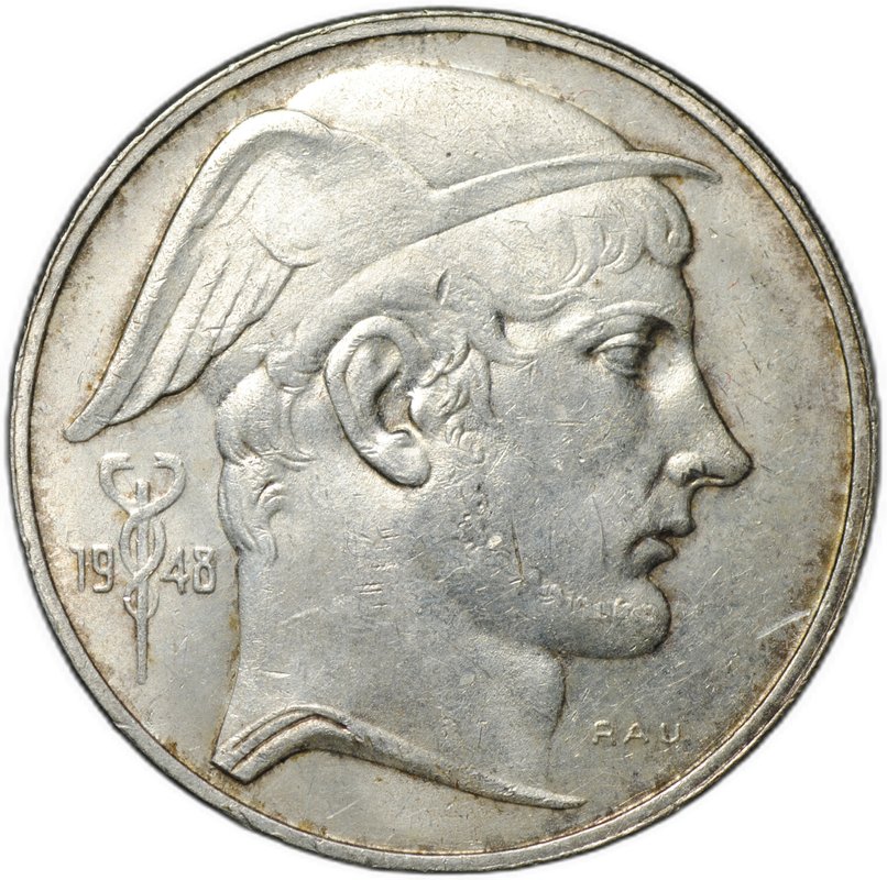 Монета 50 франков 1948 BELGIQUE Бельгия