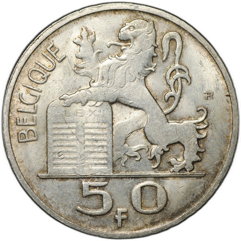 Монета 50 франков 1948 BELGIQUE Бельгия