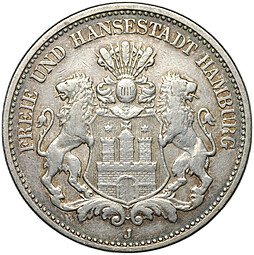 фото для Монета 2 марки 1908 J Гамбург Германия Аверс