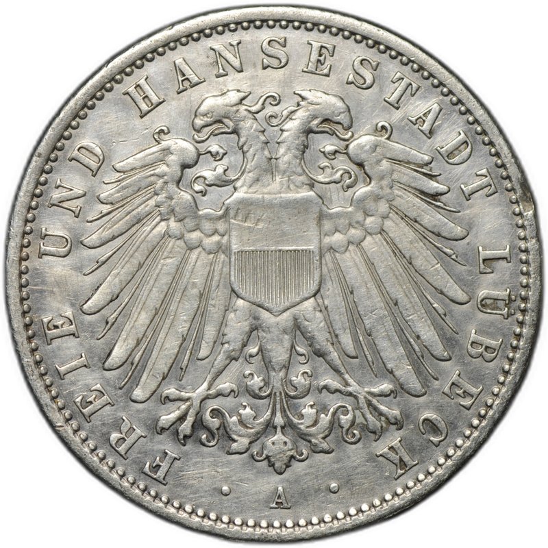 Монета 2 марки 1904 A Любек Германия