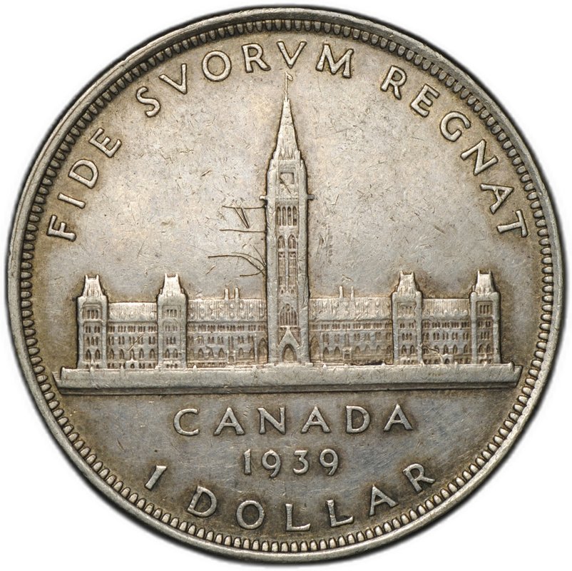 Монета 1 доллар 1939 Королевский визит в Оттаву Канада