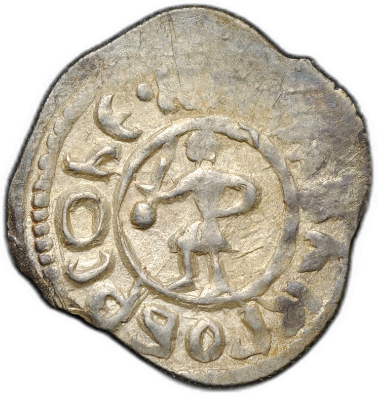 Монета Денга 1450-1461 Борис Александрович Легенда | Воин с саблей, рука в бок Тверское княжество