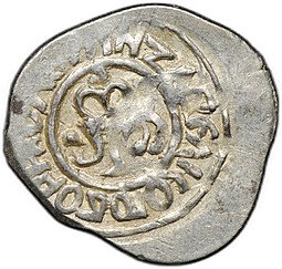 фото для Монета Денга 1430-1461 Борис Александрович Сокольник | Самсон со львом Кашин Тверское княжество Аверс