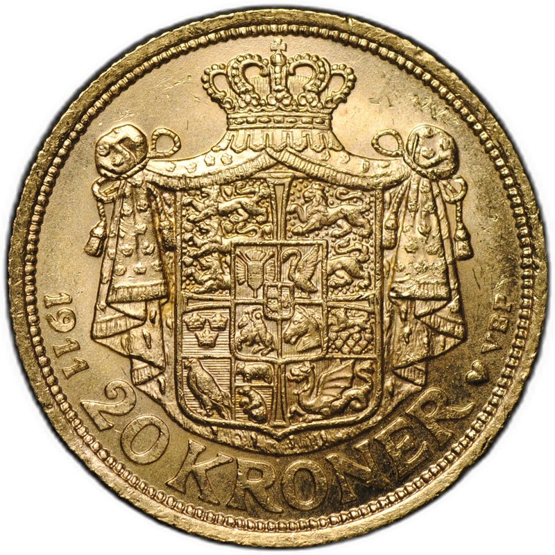 Монета 20 крон 1911 Дания