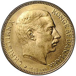 фото для Монета 20 крон 1914 Дания Аверс