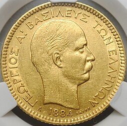 фото для Монета 20 драхм 1884 Греция слаб CPRC AU 53 Аверс