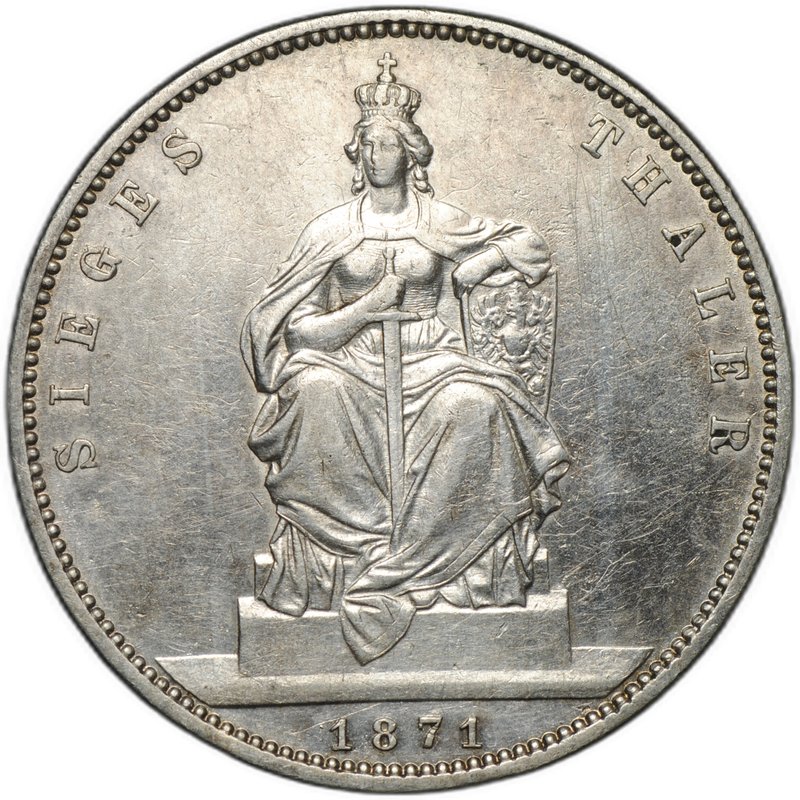 Монета 1 талер 1871 A Победный Победа во Франко-прусской войне Пруссия Германия