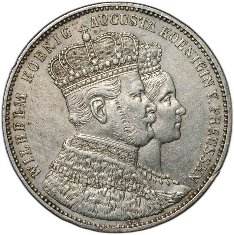 Монета 1 талер 1861 Коронация Вильгельма I и Августы Пруссия Германия